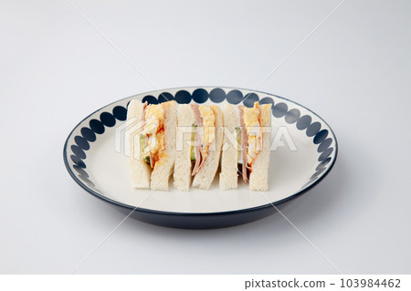 Ham egg sandwich bread white background 103984462