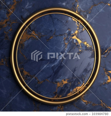 深藍色大理石背景上帶有金色橢圓形框架的秋冬方形抽像模板。人工智能生成圖像 103984780