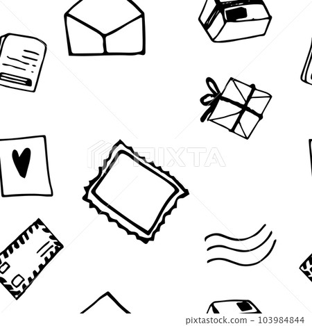 Seamless vector clipart doodle parcels and letters 103984844