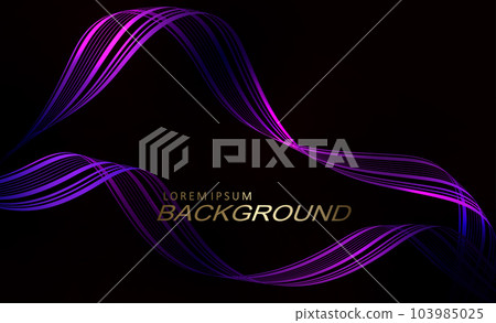Isolated minimal purple wave patterns on black background Isolated minimal purple wave patterns on black background 103985025