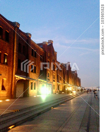 Light-up red brick warehouse 103985828