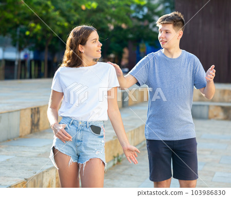 Guy is acquainting with girl Guy is acquainting with girl 103986830