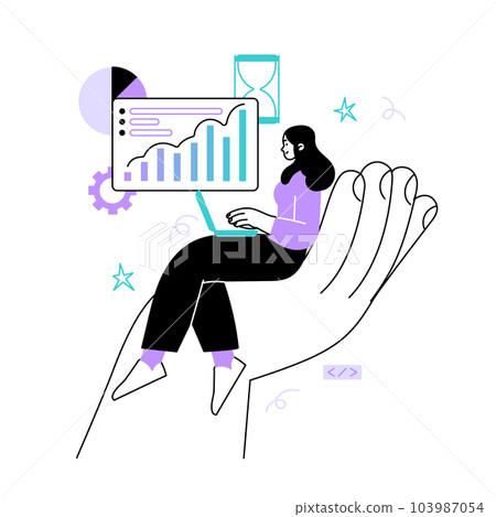 Woman works with a laptop and data 103987054
