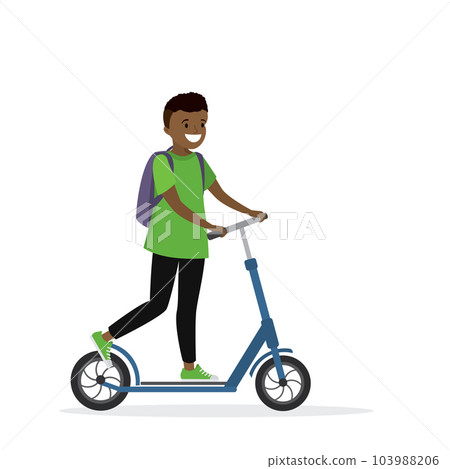 African american boy on a scooter,active teenager isolated on wh African american boy on a scooter,active teenager isolated on wh 103988206