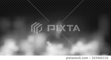 Fog or smoke isolated transparent special effect. White vector cloudines. Fog, smoke, white smog clouds on floor. Isolated realistic vector illustration EPS10 103988316
