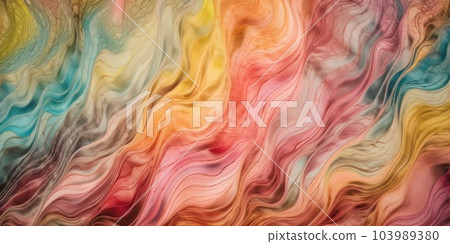 Colorful watercolor wavy background. Hand painted texture. Sea grunge brush strokes pattern. AI Generative 103989380