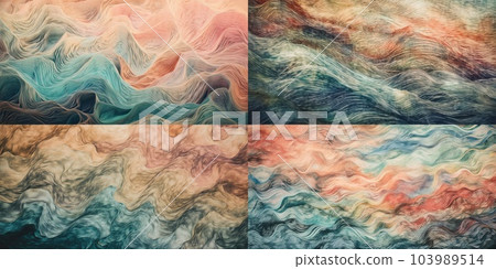 Colorful watercolor wavy background. Hand painted texture. Sea grunge brush strokes pattern. AI Generative 103989514