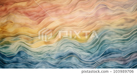 Colorful watercolor wavy background. Hand painted texture. Sea grunge brush strokes pattern. AI Generative 103989706
