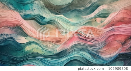 Colorful watercolor wavy background. Hand painted texture. Sea grunge brush strokes pattern. AI Generative 103989808