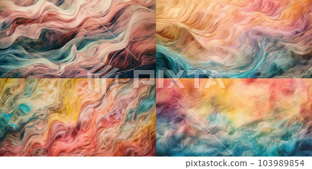 Colorful watercolor wavy background. Hand painted texture. Sea grunge brush strokes pattern. AI Generative 103989854