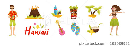 Hawaiian Tropical Objects and Attributes Vector Set Hawaiian Tropical Objects and Attributes Vector Set 103989931