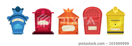Letter Metal Post Box or Mailbox with Hole or Slot Vector Set Letter Metal Post Box or Mailbox with Hole or Slot Vector Set 103989999