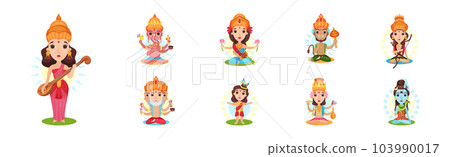 Ancient Indian Hindu Gods and Deity Vector Set Ancient Indian Hindu Gods and Deity Vector Set 103990017