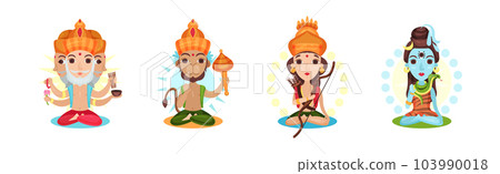 Ancient Indian Hindu Gods and Deity Vector Set Ancient Indian Hindu Gods and Deity Vector Set 103990018
