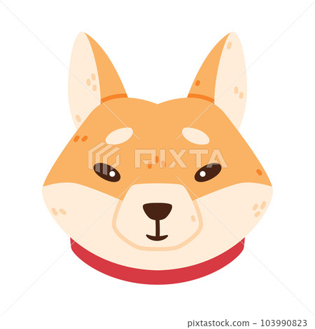 Akita Inu Dog and Domestic Animal or Pet Head Vector Illustration 103990823