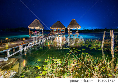Tropical Resort in the Lagoon by night 103991752