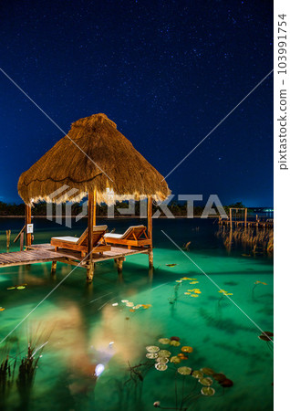 Tropical Resort in the Lagoon by night 103991754