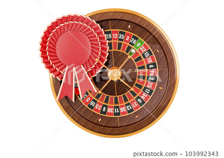 Golden Roulette Award with best choice badge, 3D rendering 103992343