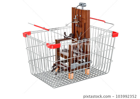 Electric chair inside shopping basket, 3D rendering 103992352
