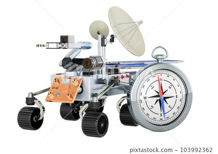 Planetary rover with compass, 3D rendering 103992362