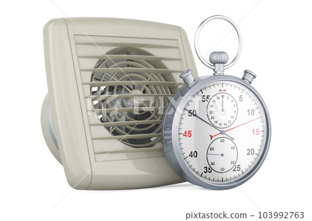 Extractor Fan with stopwatch, 3D rendering Extractor Fan with stopwatch, 3D rendering 103992763