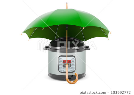 Automatic Multicooker under umbrella. 3D rendering Automatic Multicooker under umbrella. 3D rendering 103992772