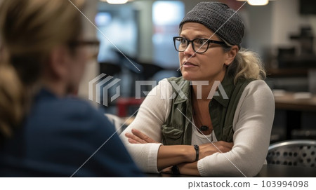 Diverse people mingling at an event talking business connection. AI Generative 103994098