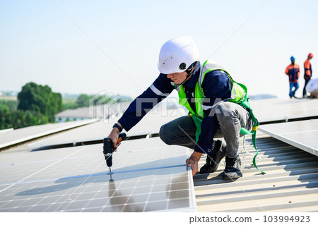 Professional engineer technician with safety helmet checking system Professional engineer technician with safety helmet checking system 103994923
