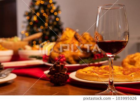 Special food on table in the dinning room for Christmas dinner celebration 103995026