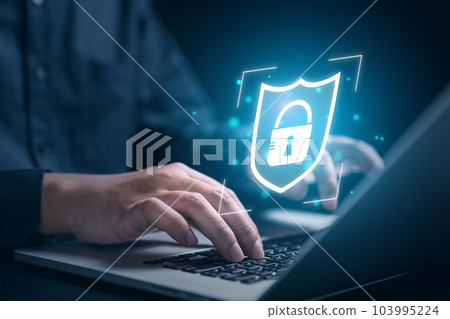 User with privacy security and encryption, Cybersecurity concept User with privacy security and encryption, Cybersecurity concept 103995224