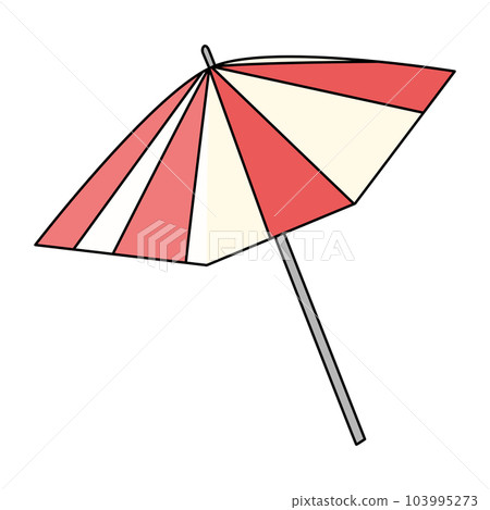 Beach or swimming pool umbrella red and white, vacation and travel concept, doodle style vector Beach or swimming pool umbrella red and white, vacation and travel concept, doodle style vector 103995273