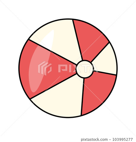 Red white beach ball for playing volleyball or water polo, doodle style vector Red white beach ball for playing volleyball or water polo, doodle style vector 103995277