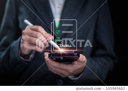 terms of use. Terms of use with approve with right symbol. i agree with terms of use 103995602