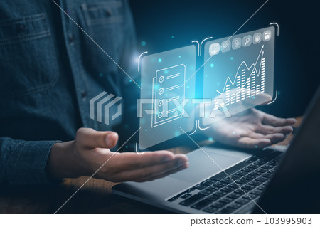 Data document analysis chart on laptop technology 103995903