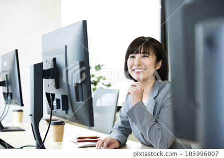 Office woman desk work computer 103996007
