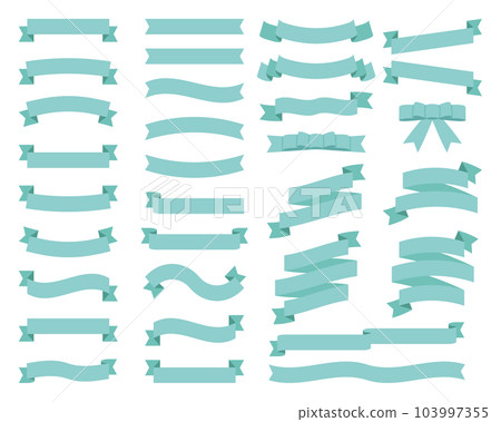 Simple ribbon frame set/decorative ruled line/handle/material/blue green 103997355