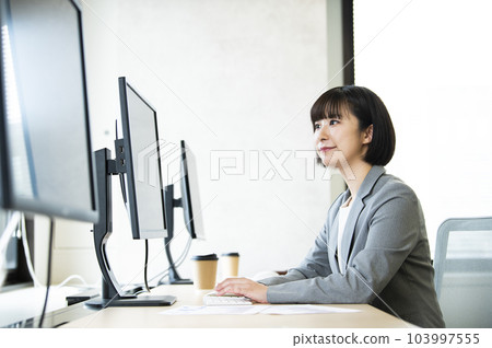 Office woman desk work computer Office woman desk work computer 103997555