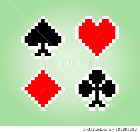 8 bit card poker pixels. a playing cards for game assets in vector illustration. 8 bit card poker pixels. a playing cards for game assets in vector illustration. 103997590