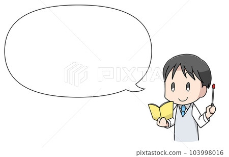 Illustration of a male teacher holding a pointing stick with a balloon Illustration of a male teacher holding a pointing stick with a balloon 103998016