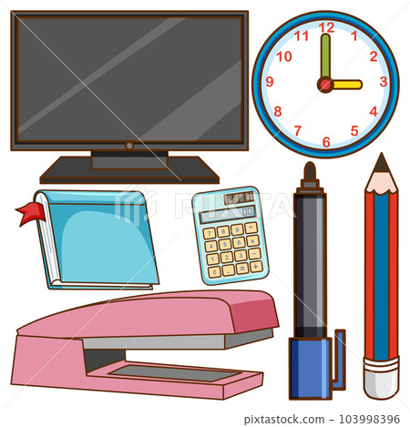 Set of stationery simple cartoon Set of stationery simple cartoon 103998396