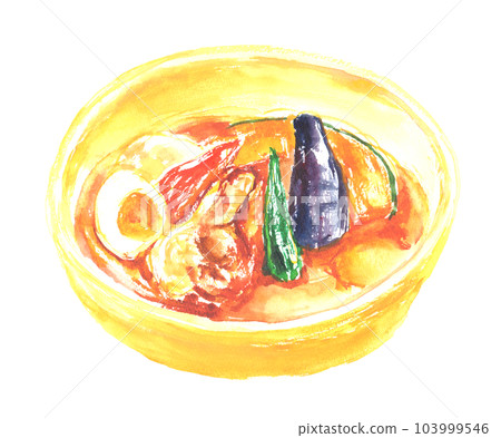 Illustration of soup curry painted by watercolor Illustration of soup curry painted by watercolor 103999546