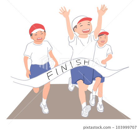 孩子在運動會上競走進球的插圖素材 孩子在運動會上競走進球的插圖素材 103999707