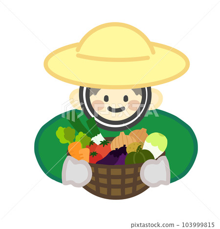 有很多收穫的蔬菜的農民 103999815