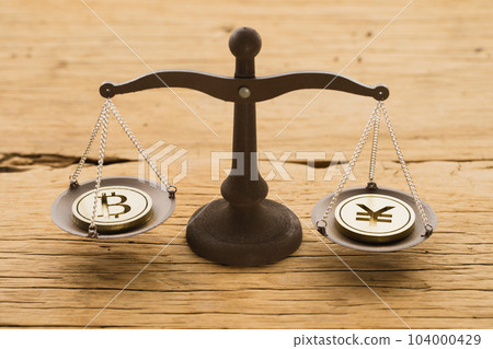Bitcoin and yen on the balance (natural taste) 104000429