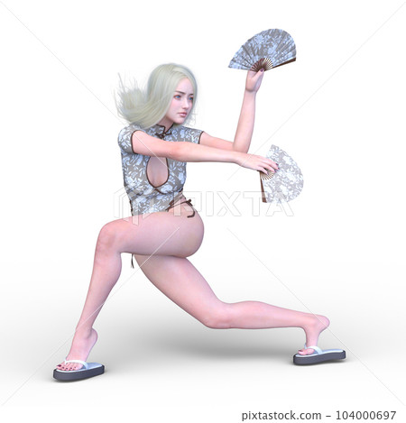 拿著扇子跳舞的女人 104000697