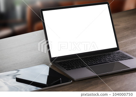 man hand holding digital tablet touch white screen man hand holding digital tablet touch white screen 104000750