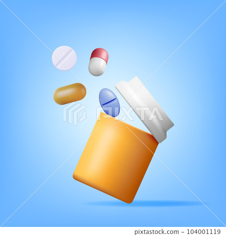 3D Plastic Bottle Full of Pills 3D Plastic Bottle Full of Pills 104001119