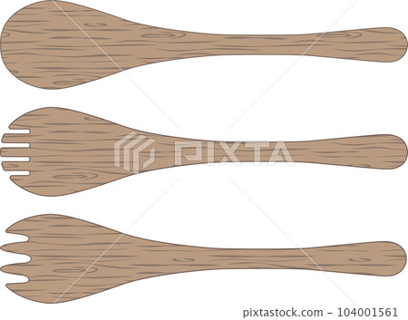Illustration of wooden salad server set 104001561