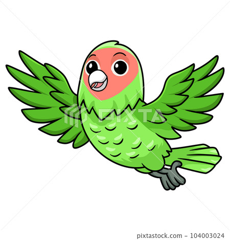 Cute peach faced love bird cartoon flying 104003024