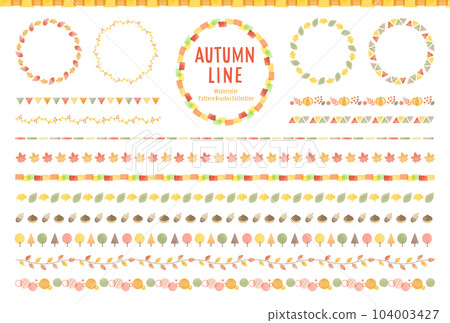 秋季水彩風格線組/帶圖案刷 104003427